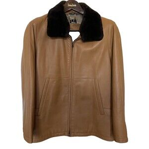 BOSS Hugo Boss Men's Lambskin Jacket‎ Tan Lined 40R  GQ Aesthetic